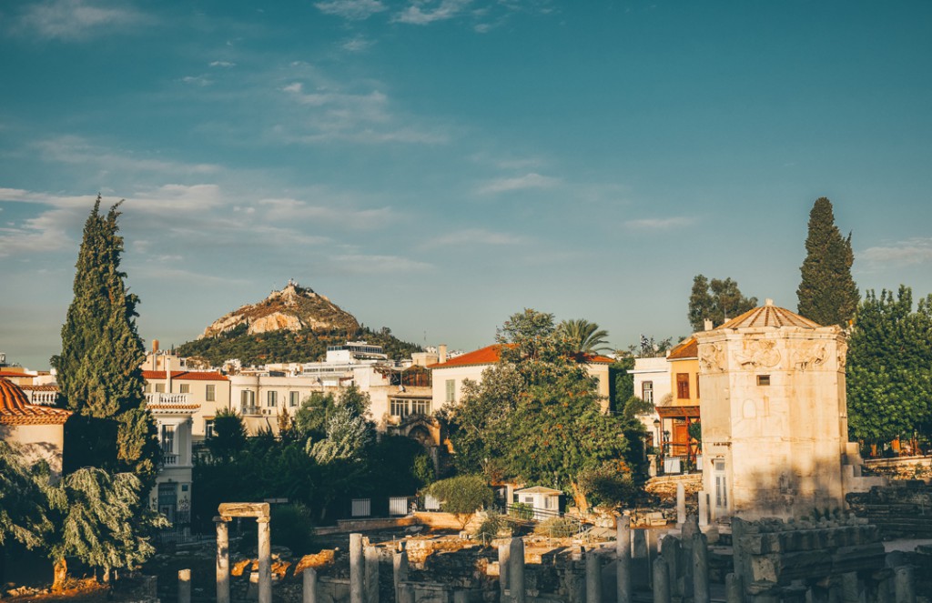 Lycabettus view from the Roman Agora