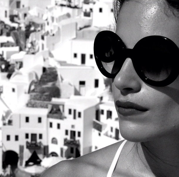 Sheena Yaitanes observing the beauty of Santorini