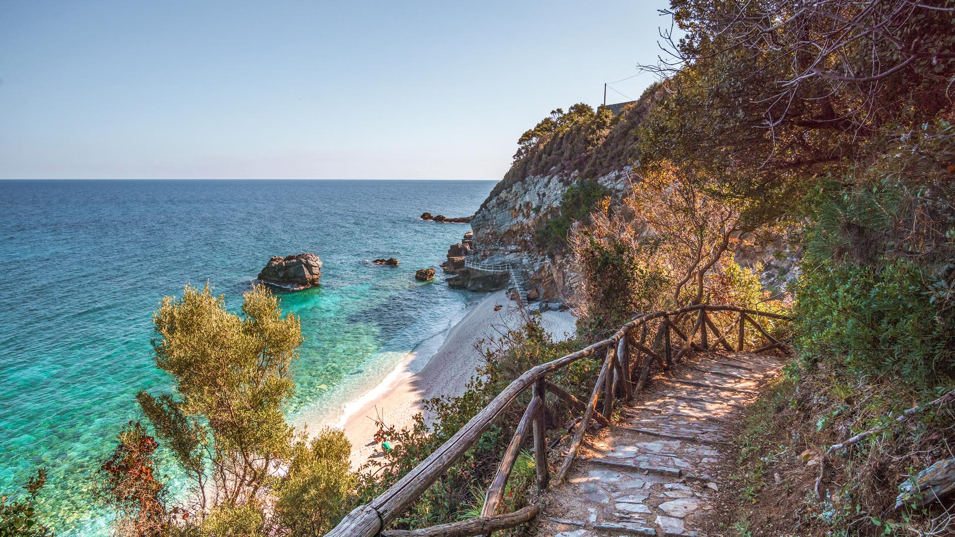 Milopotamos is a white pebbled beach, with exotic crystal water of unique beauty located near the village of Tsagarada, eastern Pelion