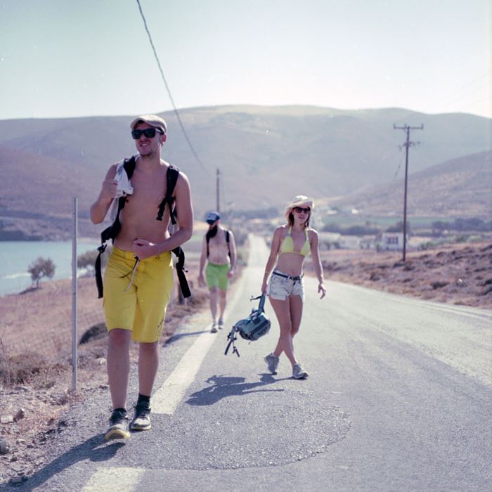 Monica in Astypalaia camping with friends