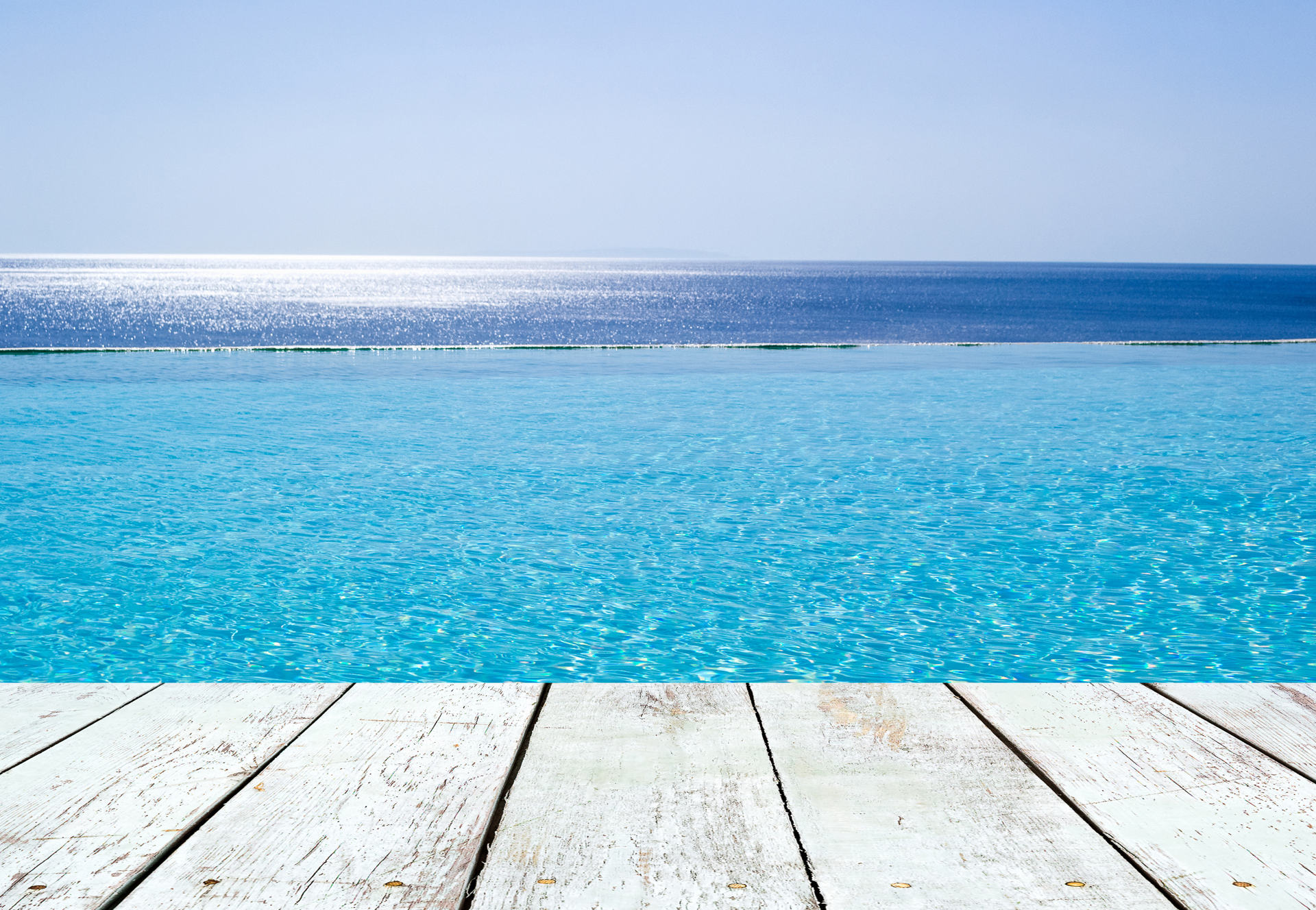 Infinity swimming pool view, Aegean sea