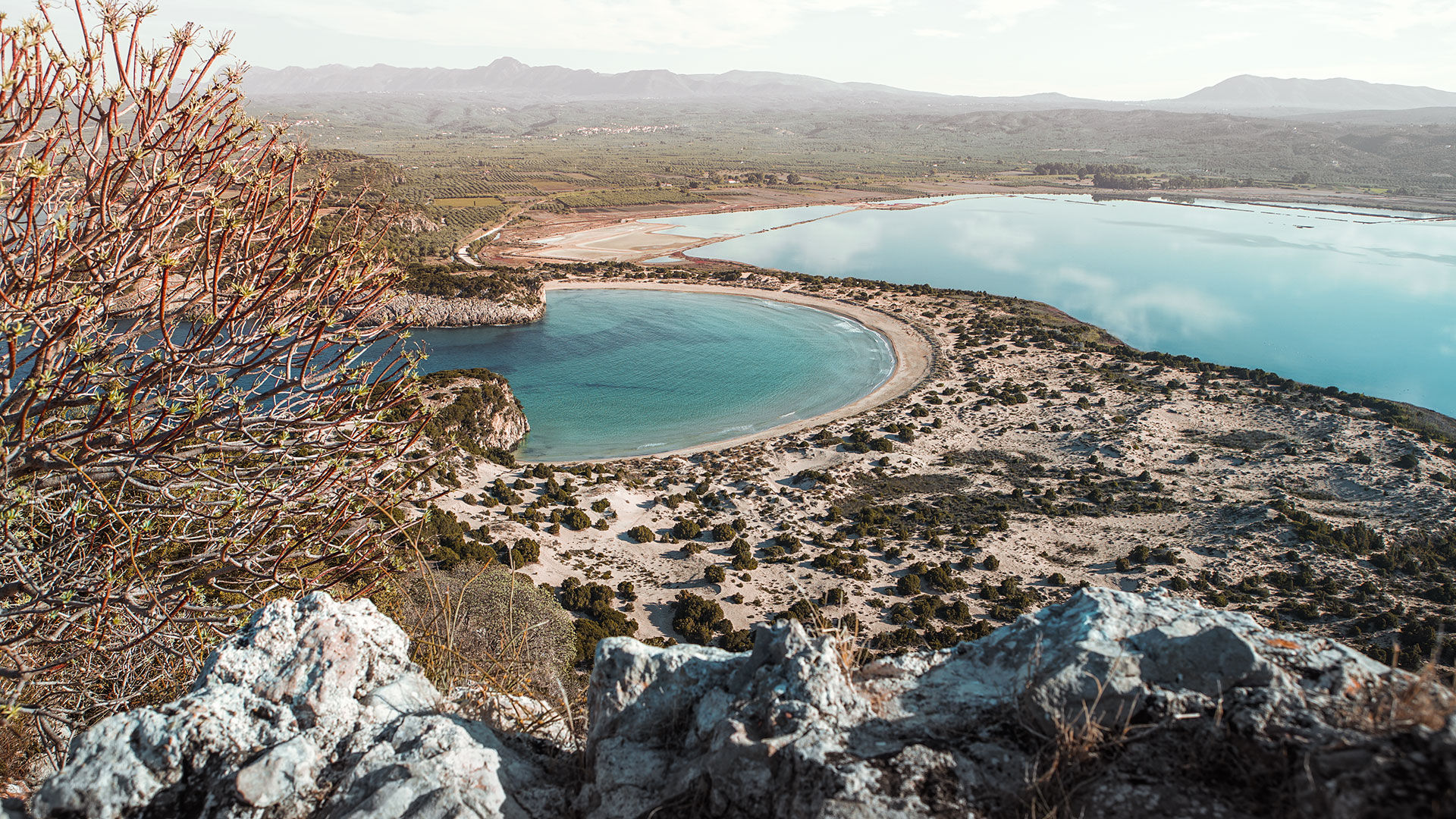 Voidokilia beach, the majesty of  nature. An iconic, horseshoe shaped beach and its accompanying saltwater lagoon in Messinia