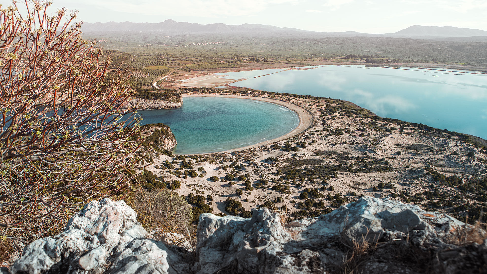 Voidokilia beach, the majesty of  nature. An iconic, horseshoe shaped beach and its accompanying saltwater lagoon in Messinia