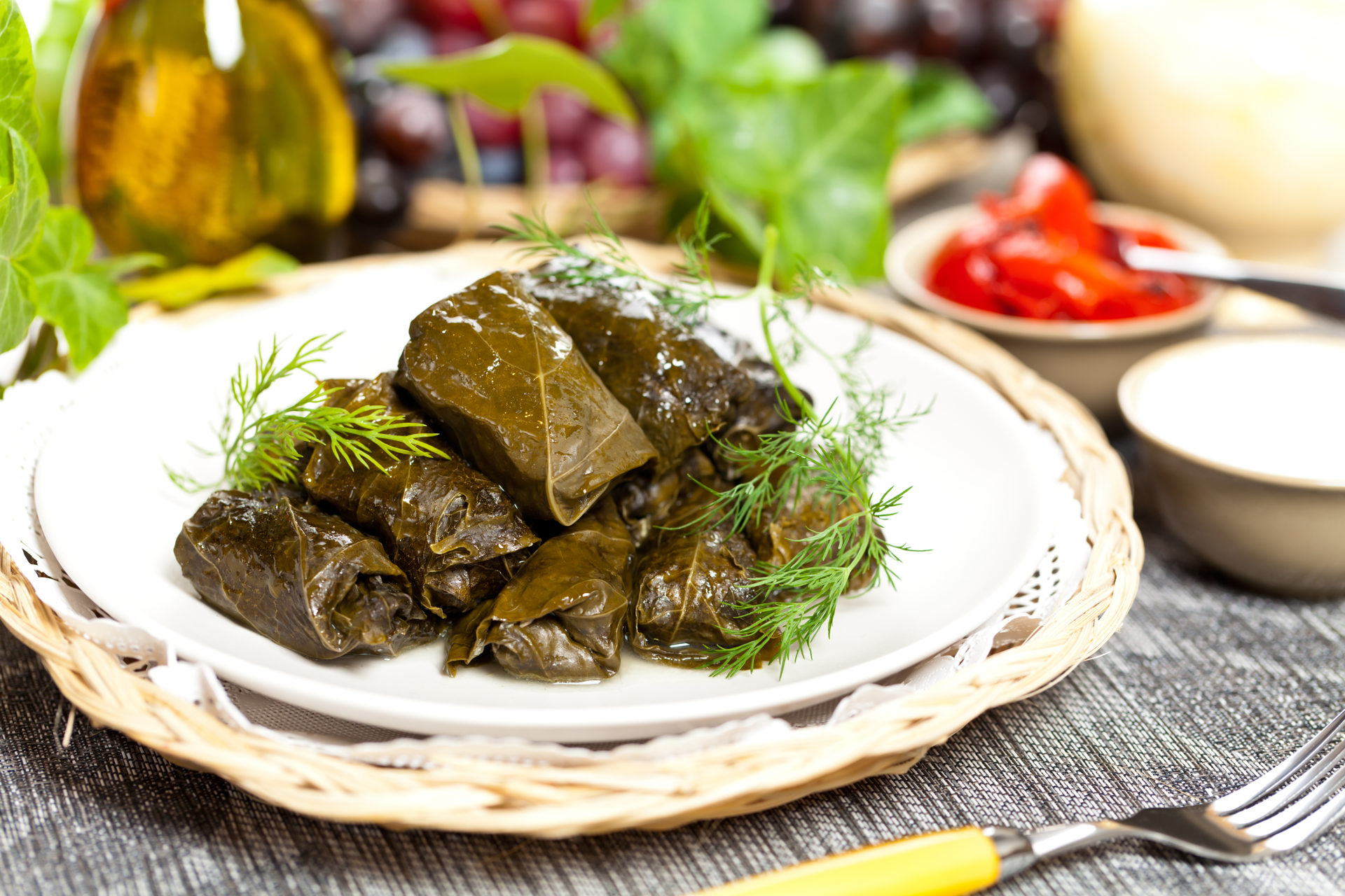 Stuffed Grape Leaves, Dolma Azerbaijan, Turkish and Greek Cuisine