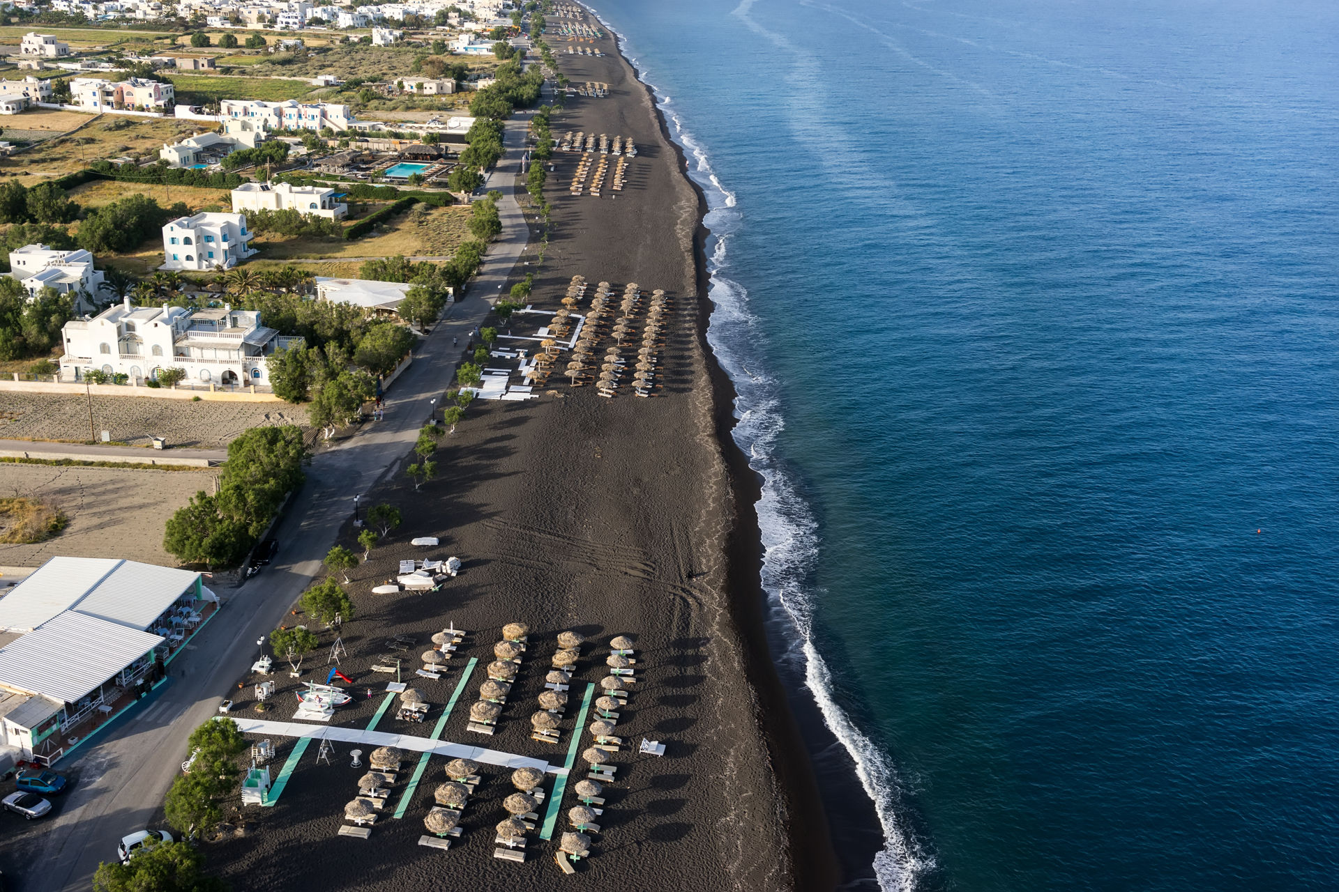 Top view of Perissa beach