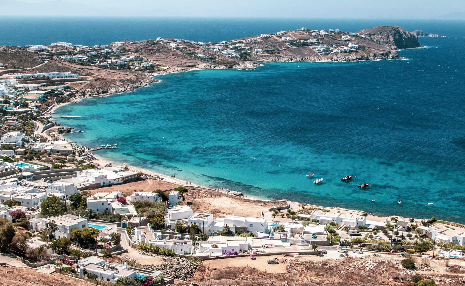 Aerial view of Agios Ioannis on Mykonos island