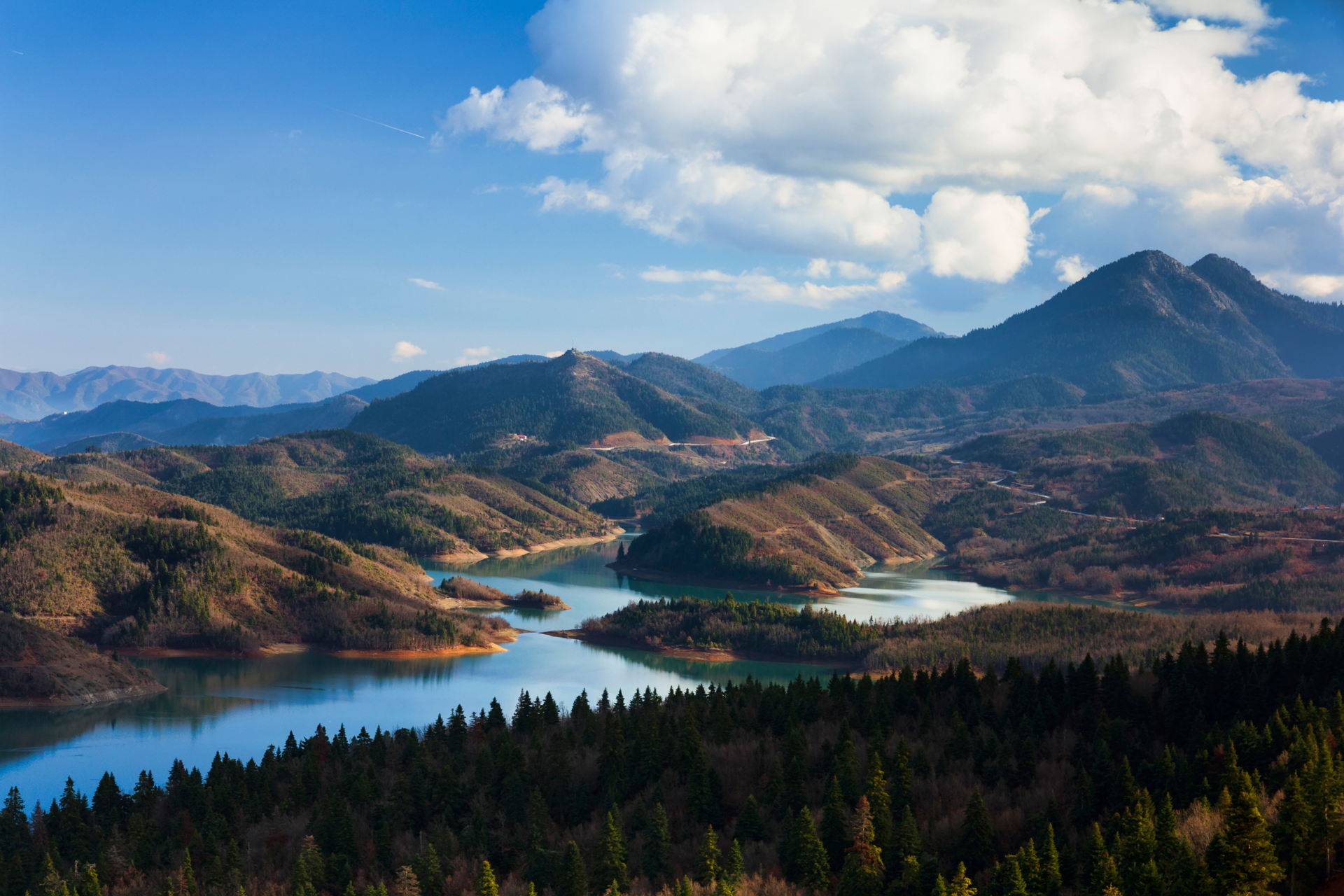 Plastiras lake in Karditsa, Greece