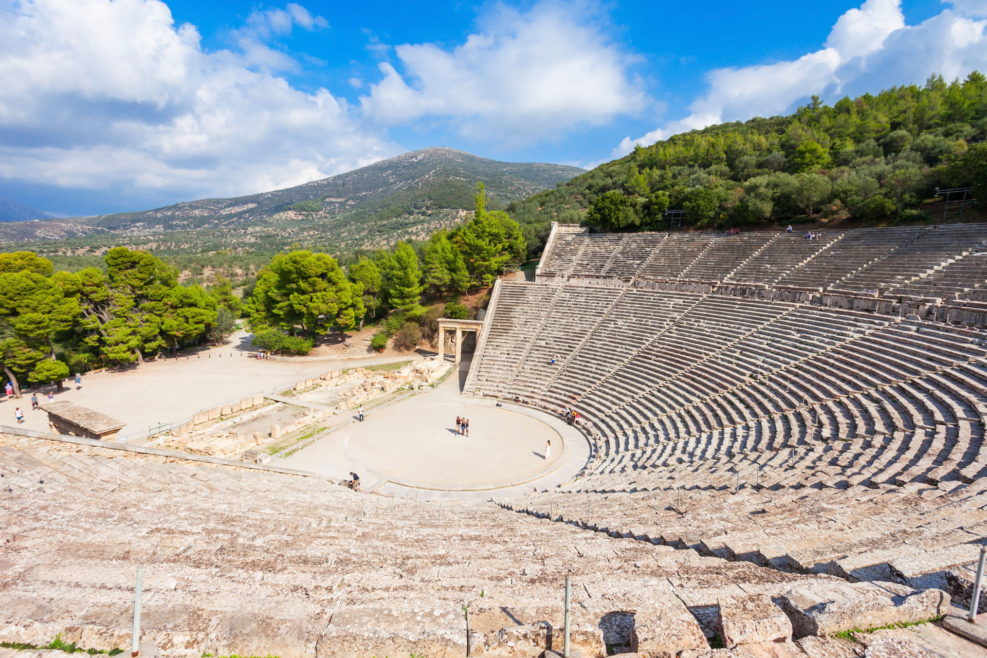 The Epidaurus Ancient Theatre is a theatre in the Greek city of Epidaurus, built on the Cynortion Mountain, near Lygourio, and belongs to the Epidaurus Municipality.