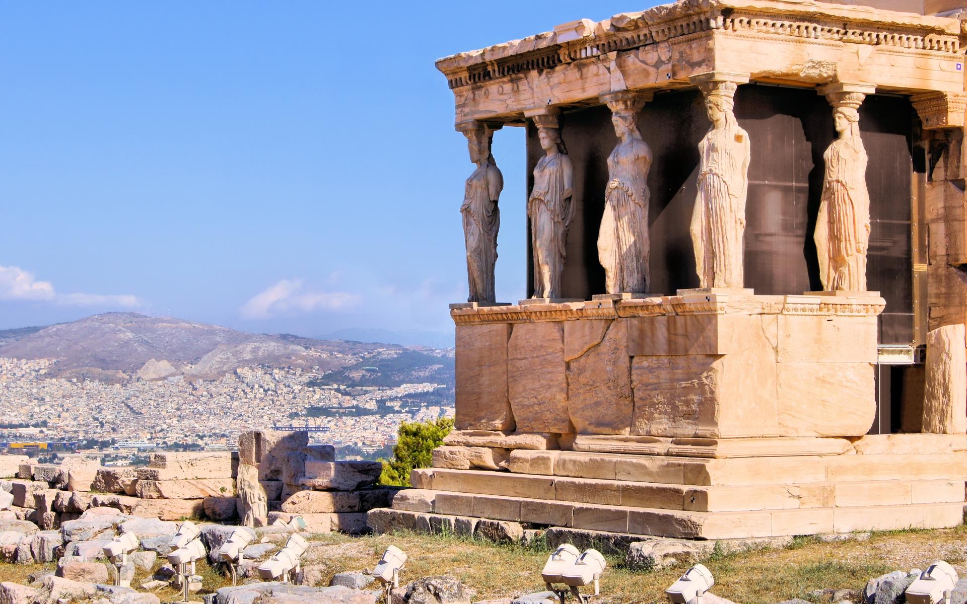 Caryatids in Erechtheum from Athenian Acropolis,Greece