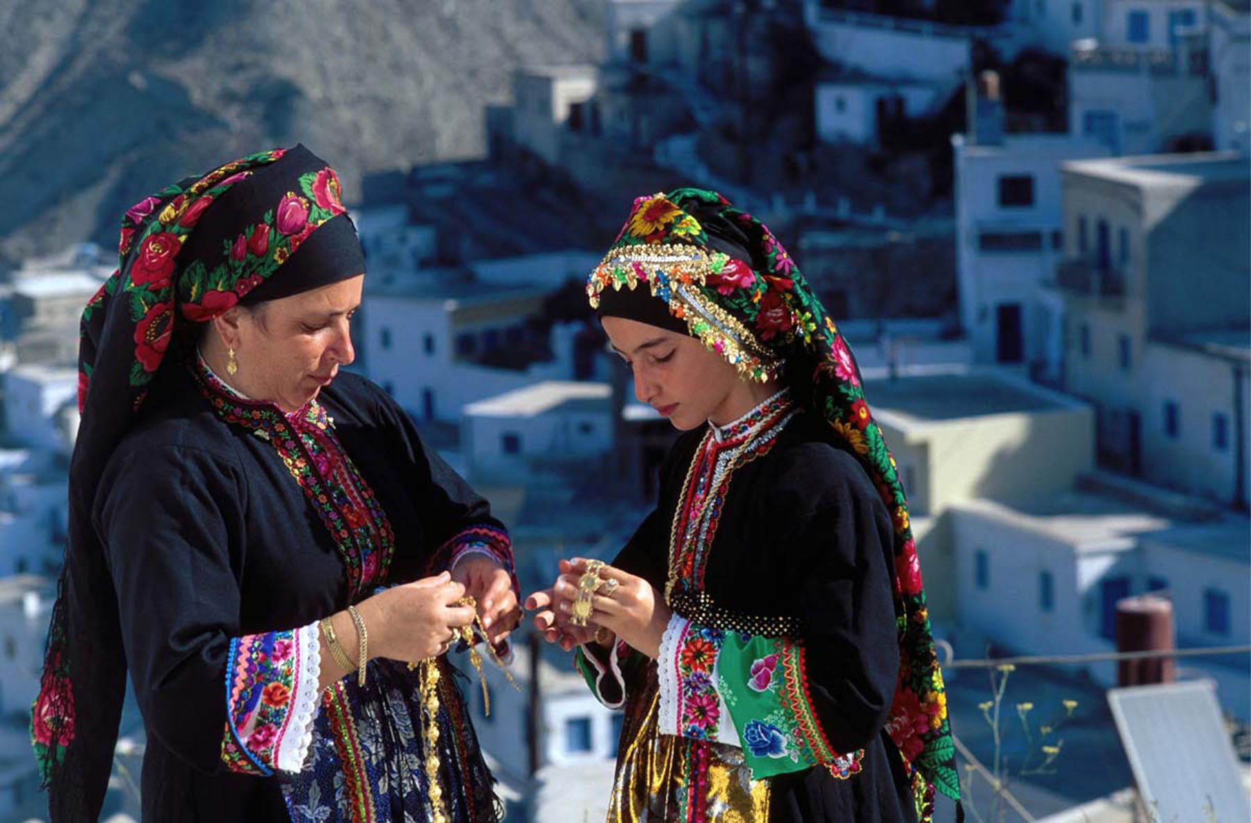Women in traditional costumes in Karpathos