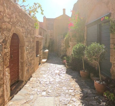 Cobblestone street in the Lower Town of Monemvasia
