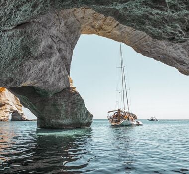 Kleftiko, a complex of volcanic rocks, one of the most recognizable landscapes of Milos