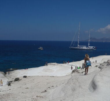 200m walk to access Sarakiniko beach