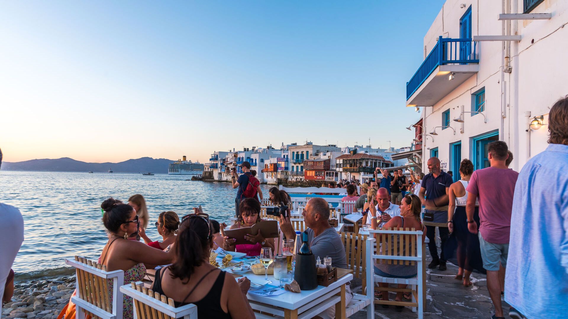 Little Venice. The famous bay of Mykonos