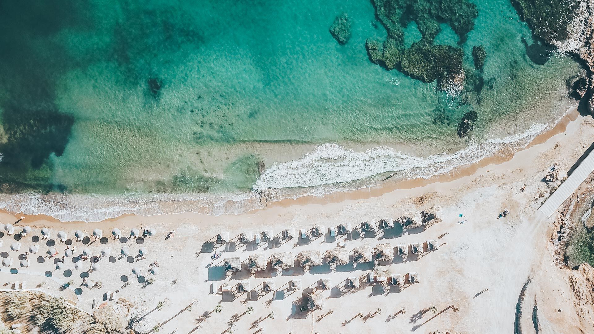 Bird's eye view of abeach on Ios Island in the Cyclades