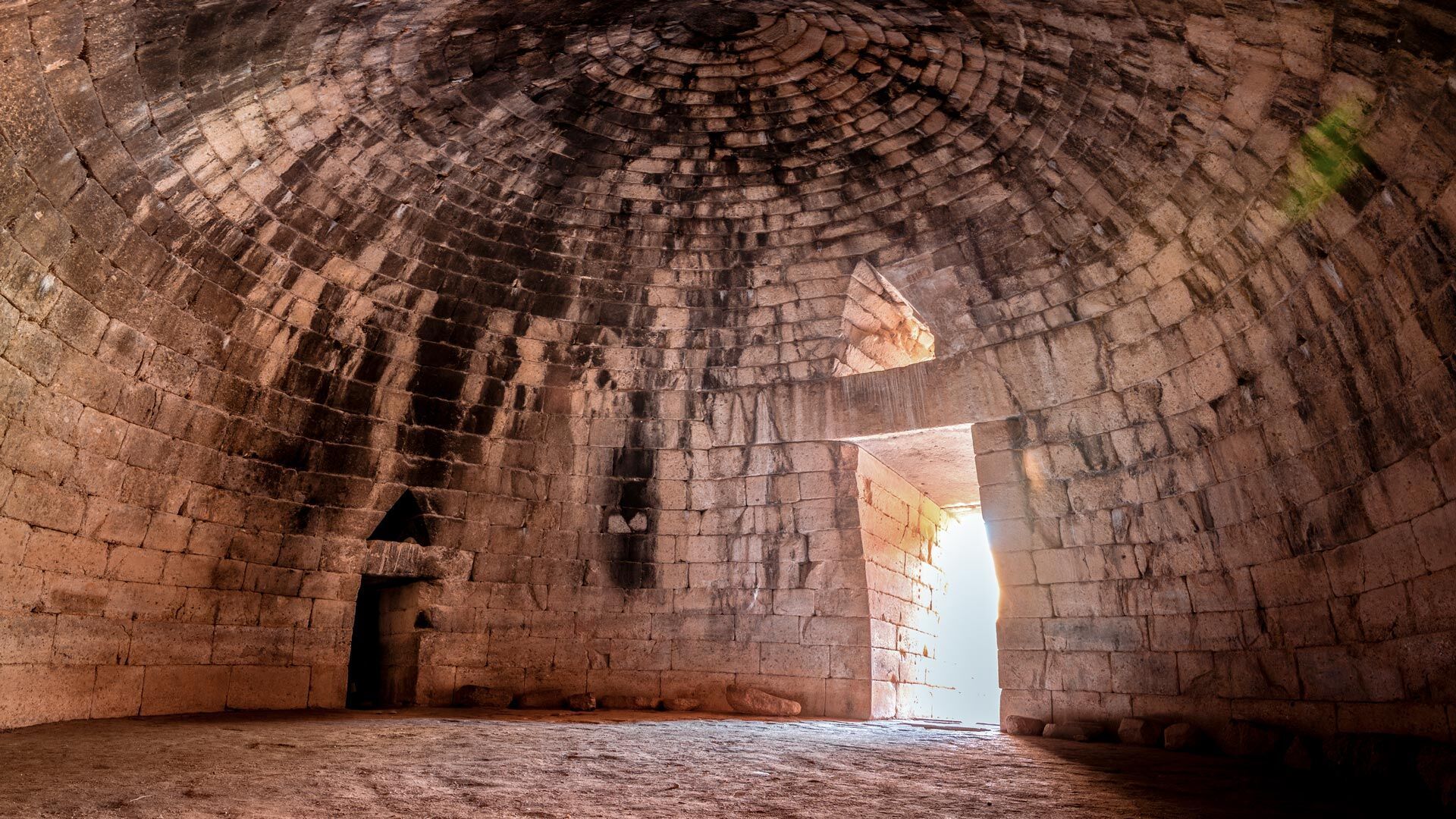The archaeological site of Mycenae, with ancient tombs, giant walls and the famous lions gate, Peloponnese