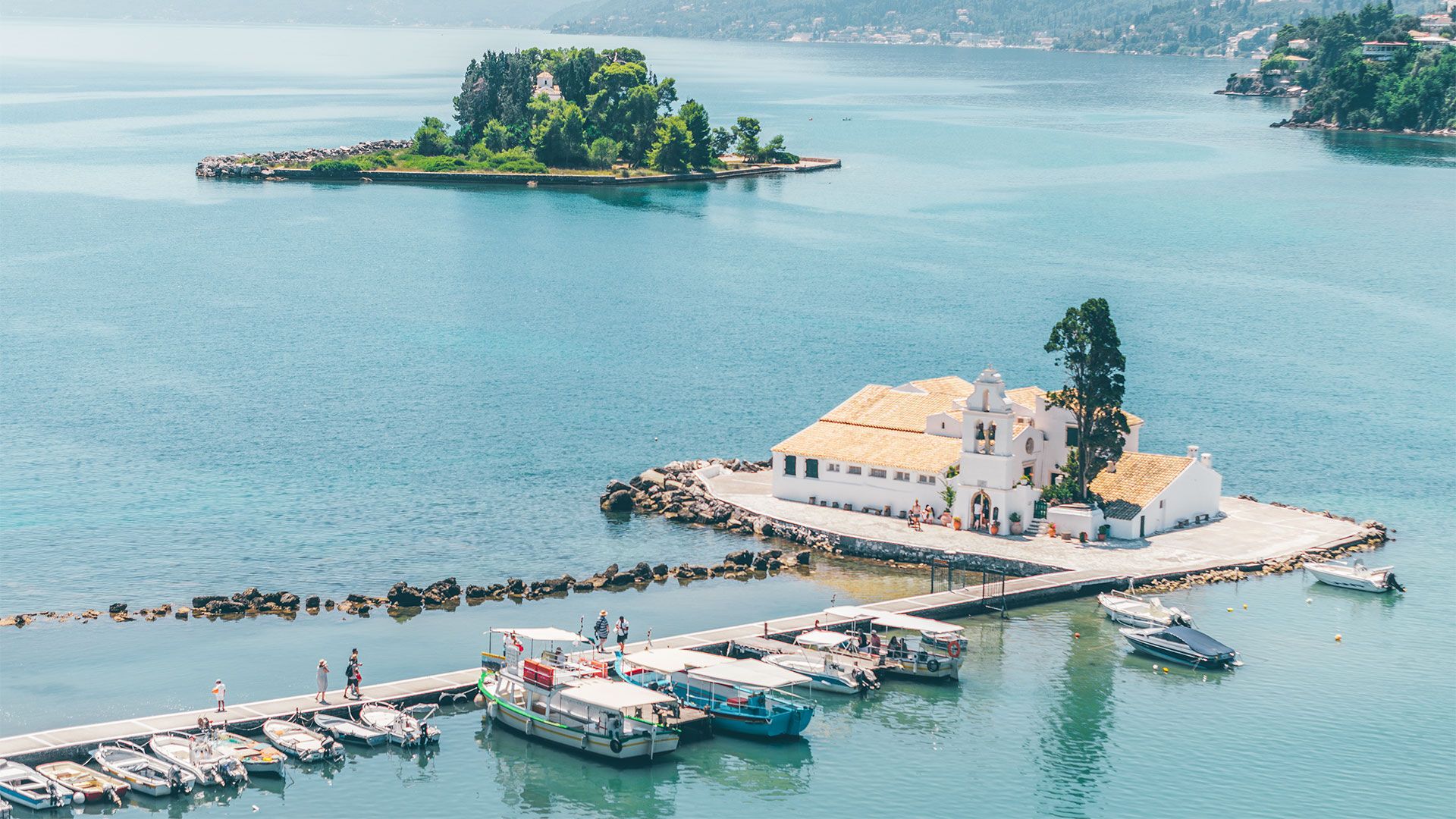 Vlacherna monastery and Pontikonisi in Corfu