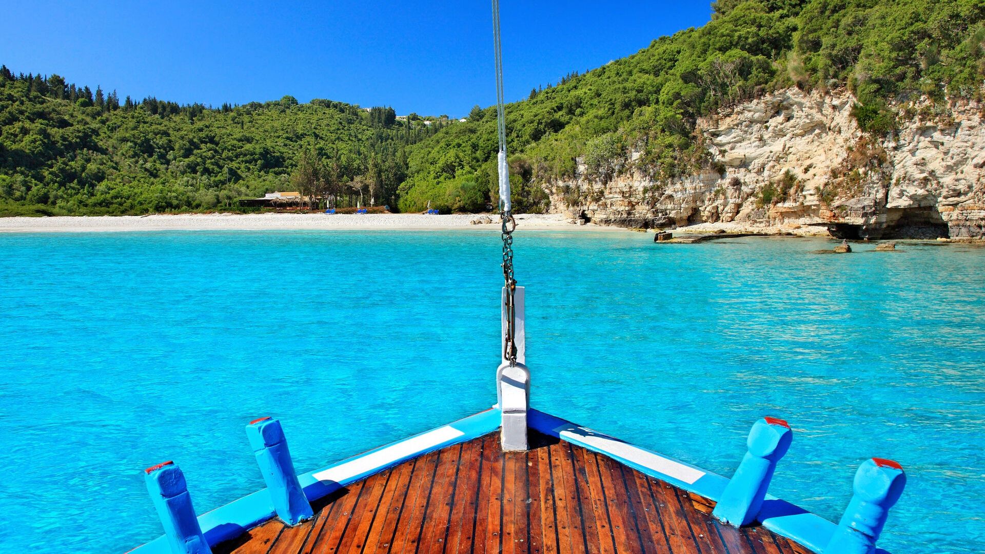 Approaching the exotic Voutoumi beach, Antipaxos island