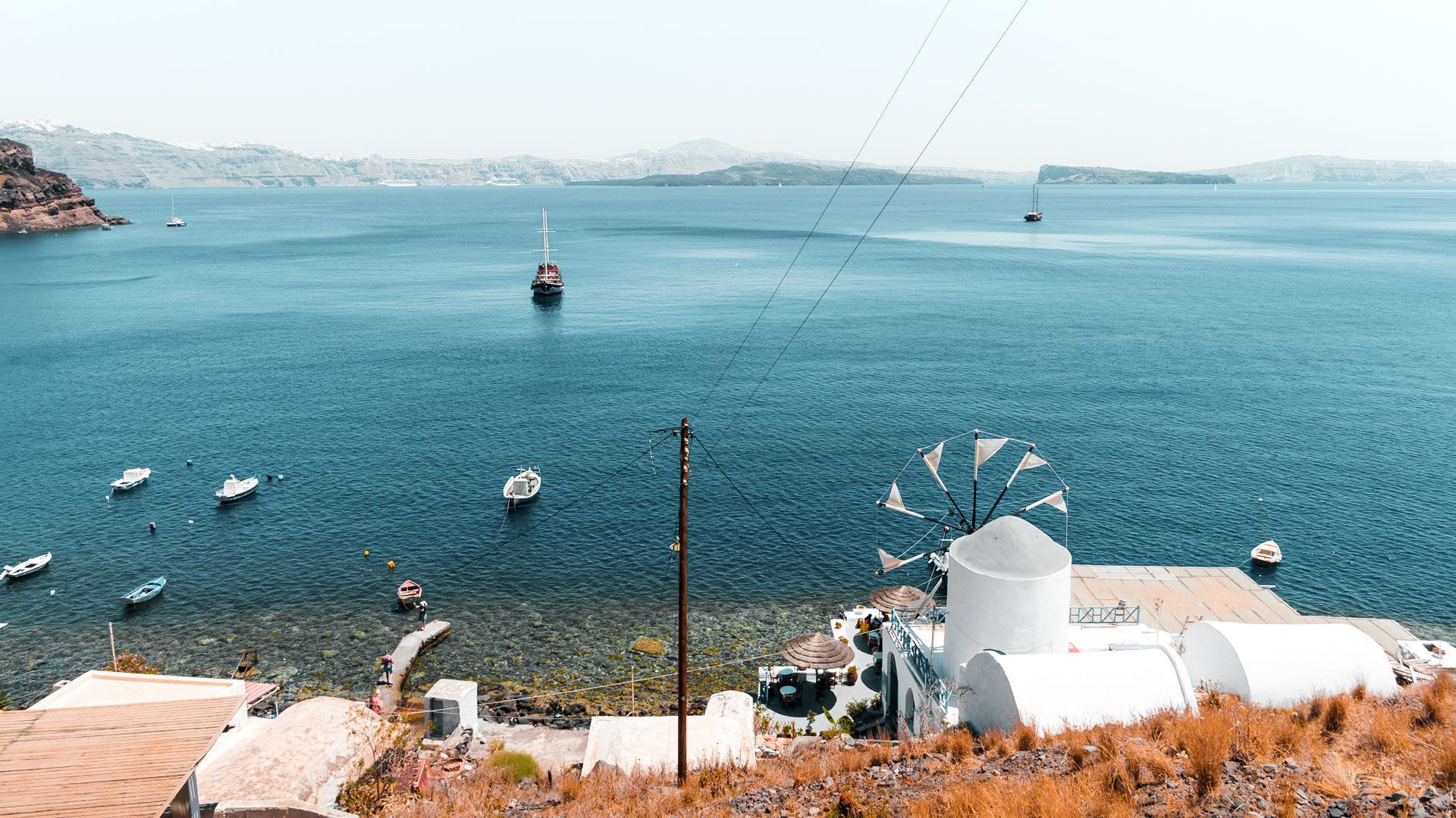 View of Santorini island from Thirassia