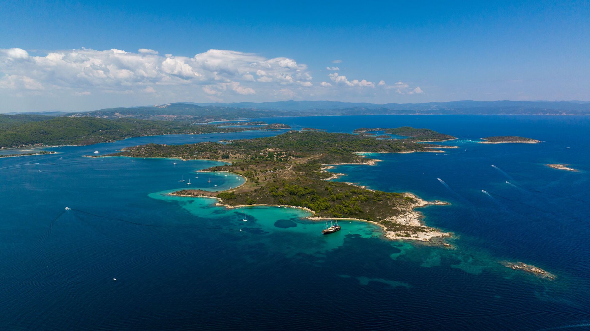 Aerial View of Ammouliani in Halkidiki