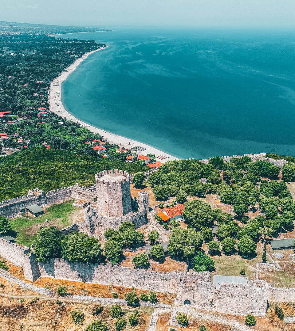Aerial view of the castle of Platamon, close to Katerini