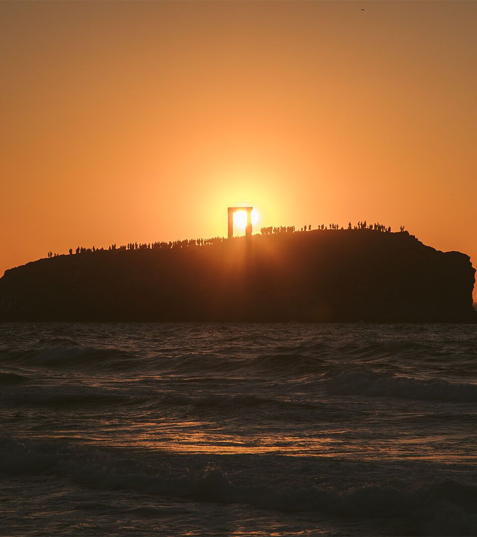 Sunset view of the Ancient Portara, Naxos
