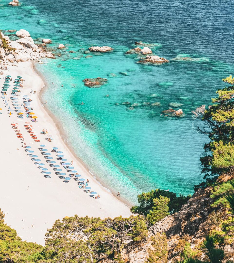The award-winning sandy crescent of Apella is the most beautiful beach on Karpathos