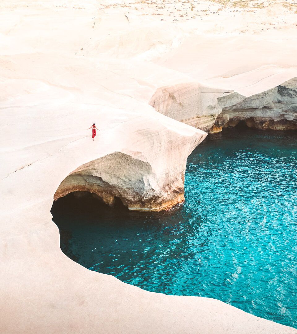 Incredible Sarakiniko beach, a trip to the moon in Milos island