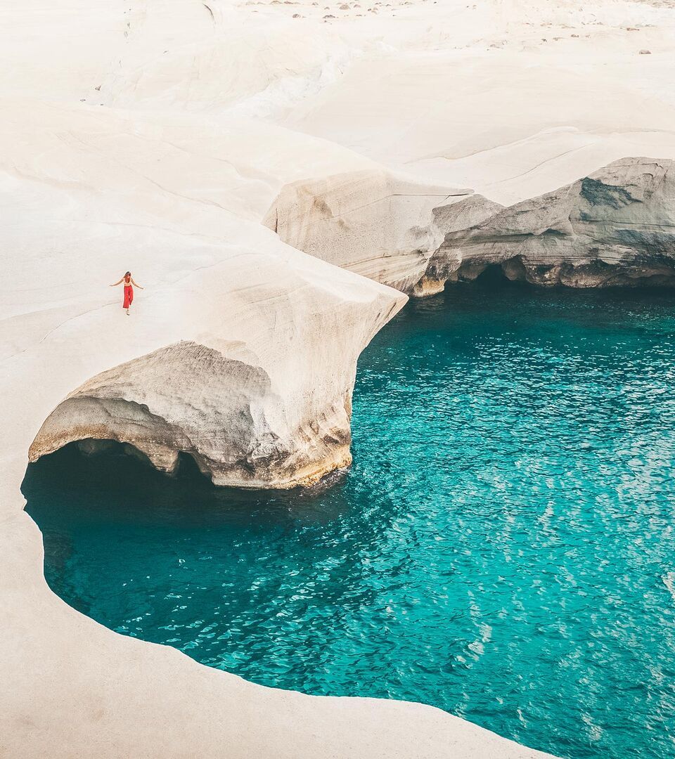 Incredible Sarakiniko beach, a trip to the moon in Milos island