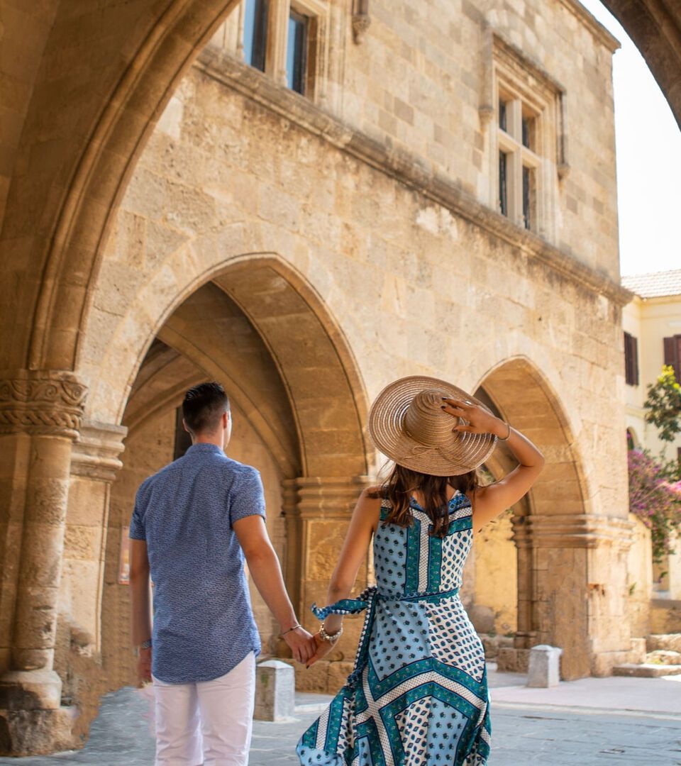 Sightseeing Of Rhodes. Grand masters Palace in Rhodes old town, Rhodes  island, Dodecanese Islands, Greece Stock Photo