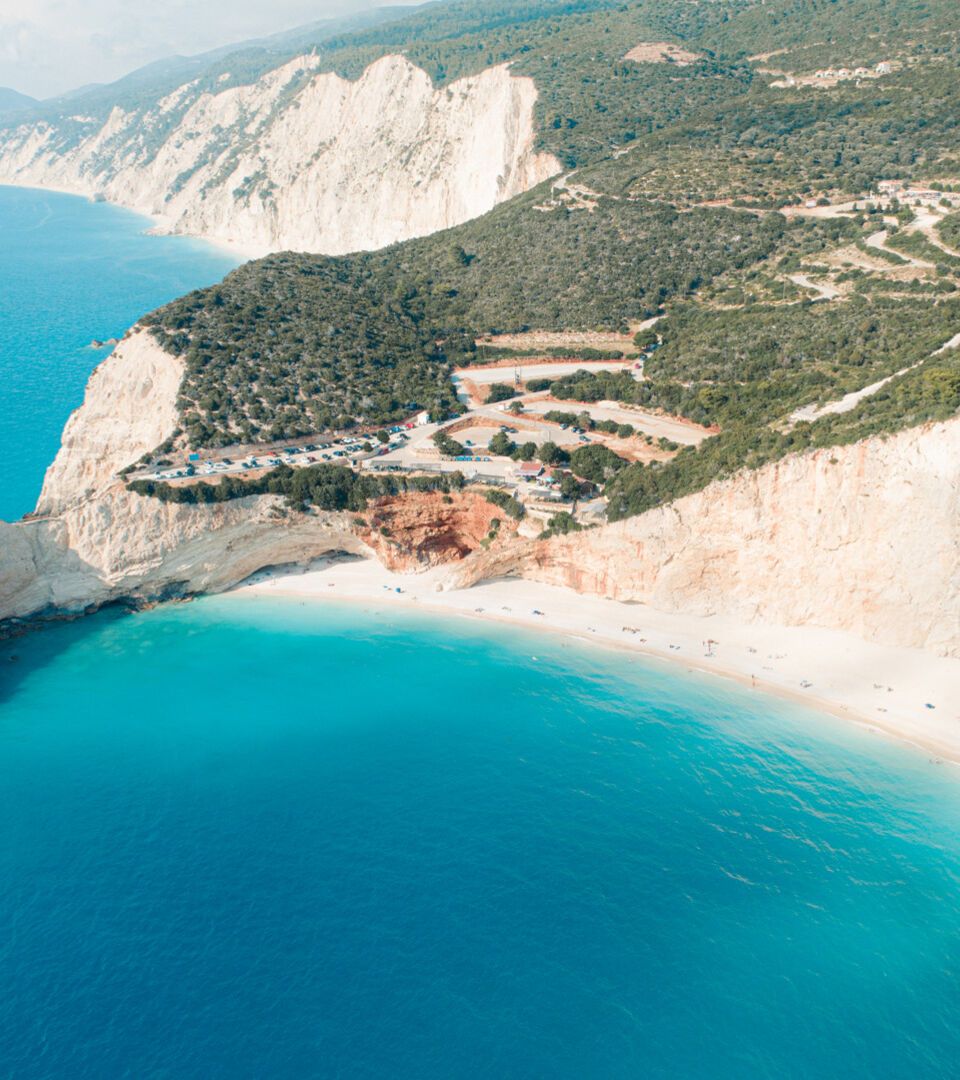 Porto Katsiki combines a dramatic cliff-side setting with a bird’s eye view of the beach and sea