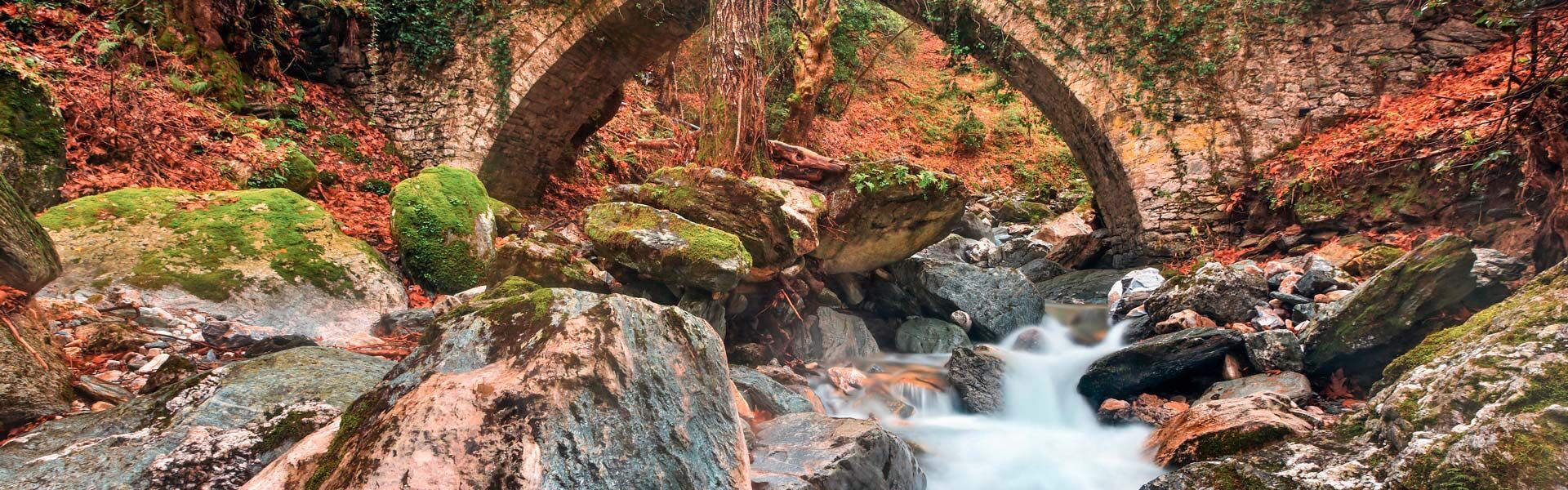 The old stone bridge (constructed in 1787) close to Tsangarada village, Pelion mountain
