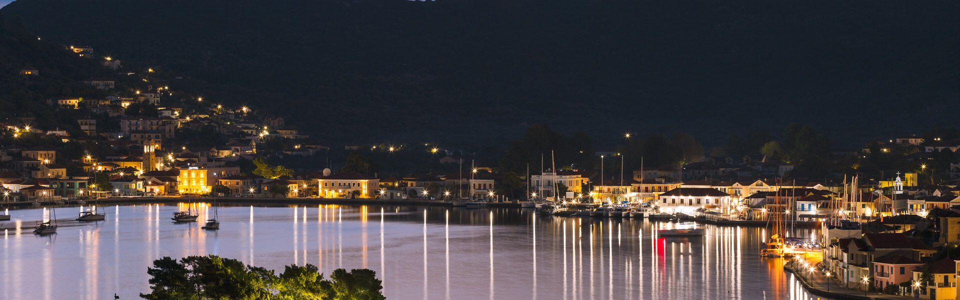 Vathy village and view of Molos Gulf in Ithaca island