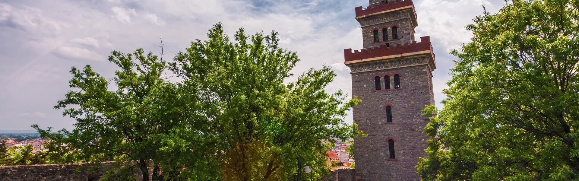 The 17th century clock tower within the medieval fortress of the old town Varousi Trikala