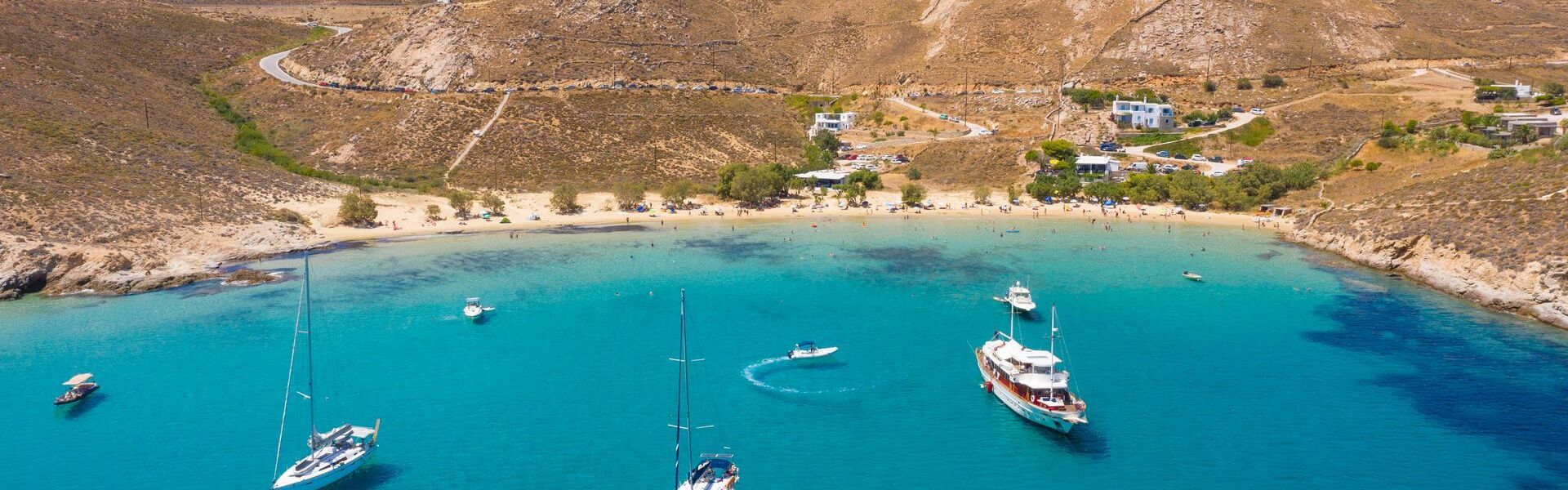 Psili Ammos on the east side, is considered the most popular beach of Serifos, 3.5km from Livadi