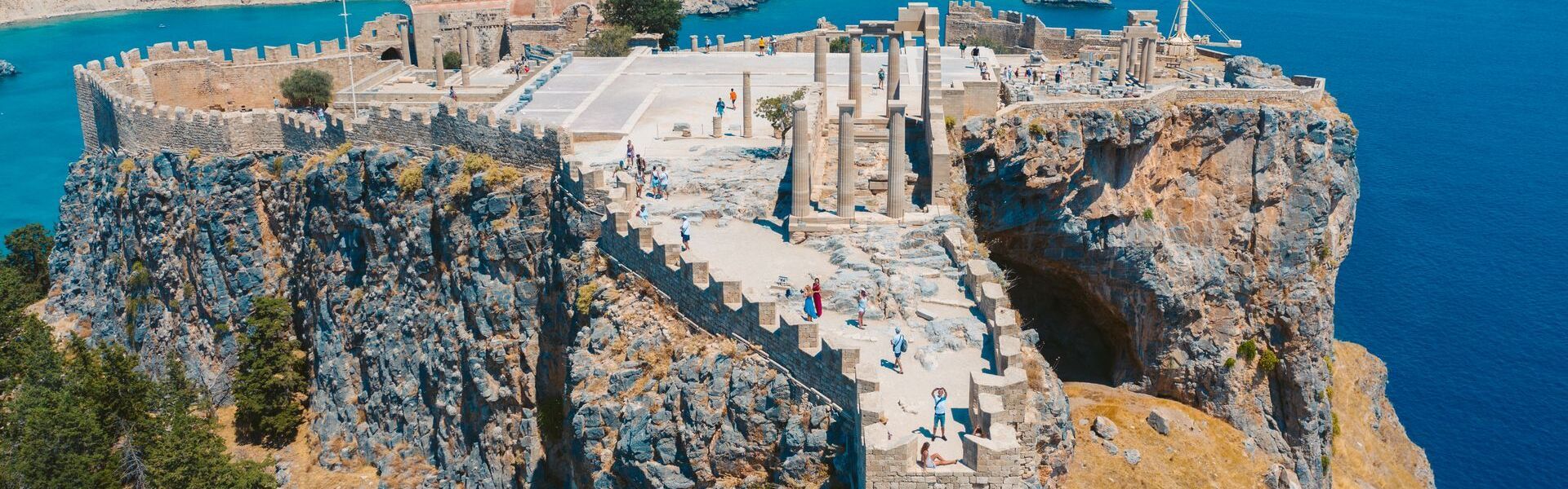 View of Lindos Castle in Rhodes