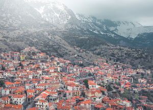 Arahova village from above during the winter 