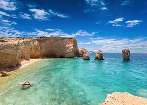 Emerald waters on the Island of Kato Koufonisi, Little Cyclades cluster