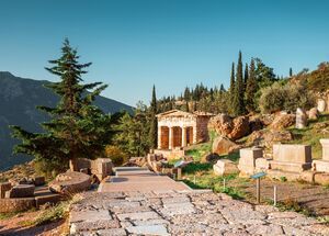 The Athenian Treasury is one of the most impressive buildings on the site