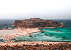 The magical blend of blues you’re presented with as you approach Balos from above