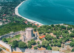 Aerial view of the castle of Platamon, close to Katerini
