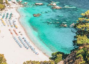 The award-winning sandy crescent of Apella is the most beautiful beach on Karpathos