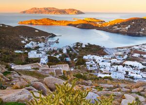 View of Sikinos's port at sunset