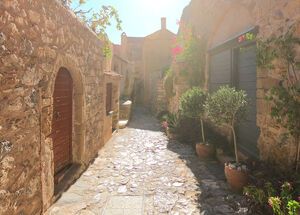 Cobblestone street in the Lower Town of Monemvasia