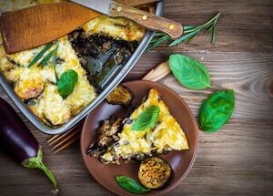 Greek Moussaka of eggplant and minced meat
