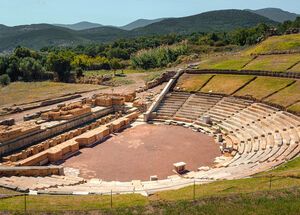 The first monument as you enter is the theatre, built in 3-2BC and regarded as one of the greatest examples of its kind