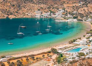 The fishing harbour of Vathi, with its assortment of beaches, shops, churches and other delights
