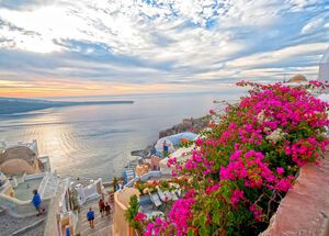 Famous for it's beautiful and romantic sunsets , Oia in Santorini