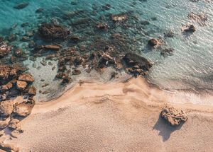 The sand extends for some distance along the mainland coastline and Elafonisi itself is about a mile long