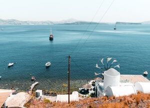 View of Santorini island from Thirassia